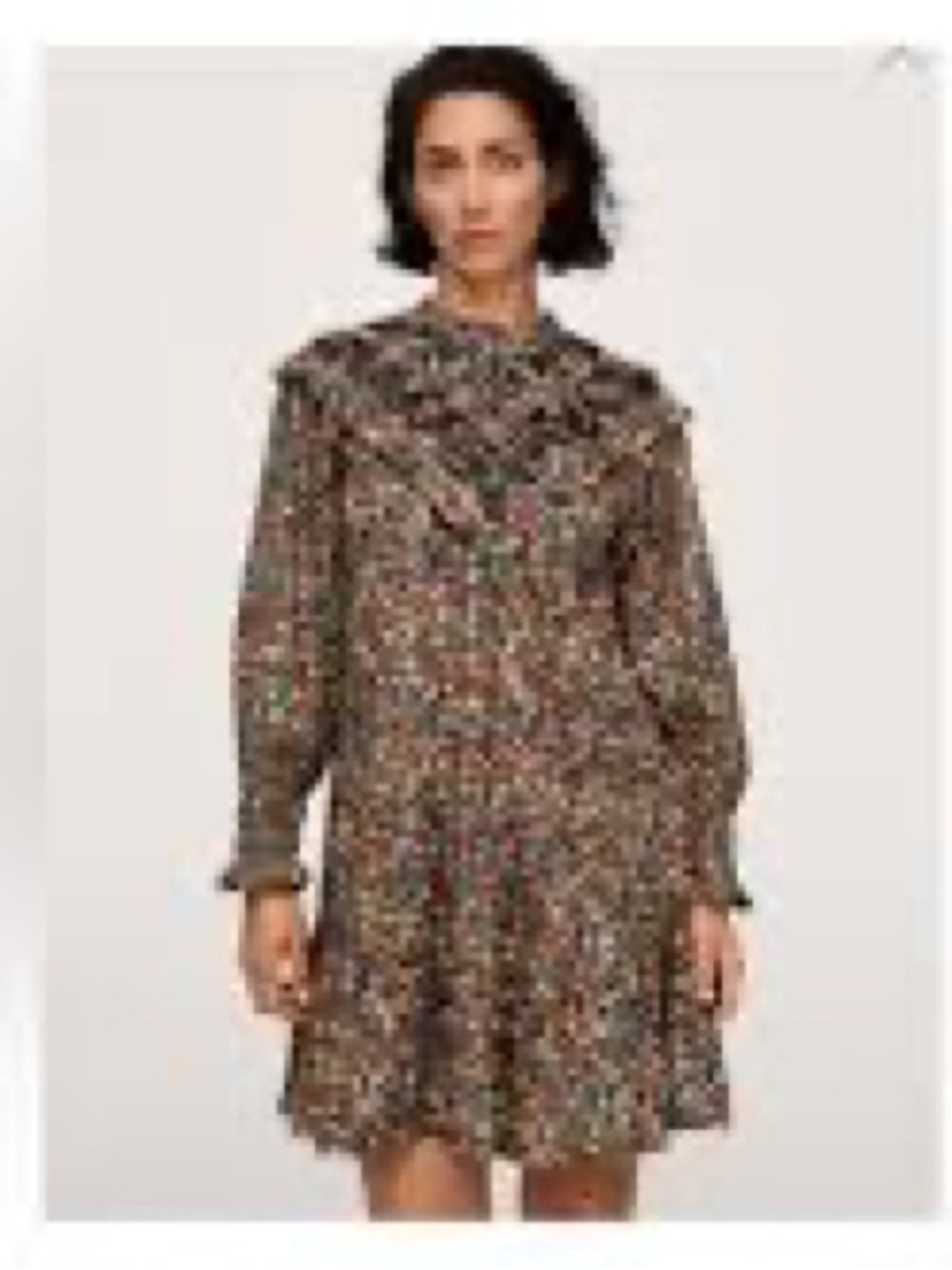 Mango Embroidered Printed Prairie Dress Size Large Ditsy Floral Cottagecore